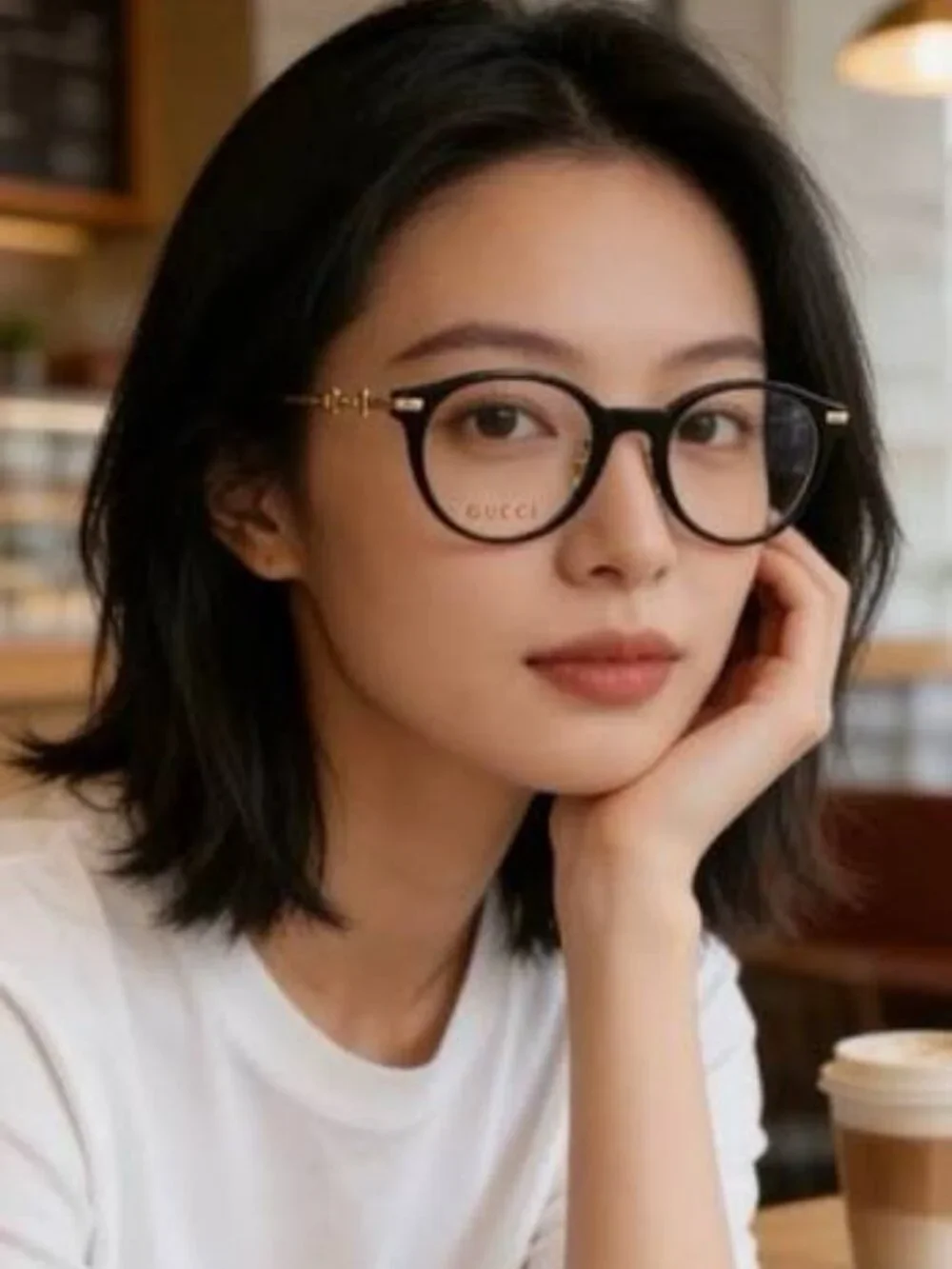 Gucci GG1904OJ 003 Round Eyeglasses 50mm - Yellow / Gold